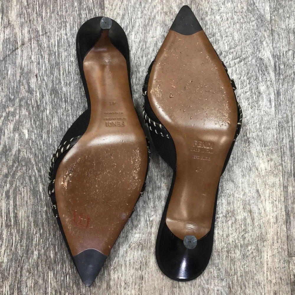Vintage FENDI Selleria Series Logo Plate Mule Heels (rare) - Picture 4 of 11